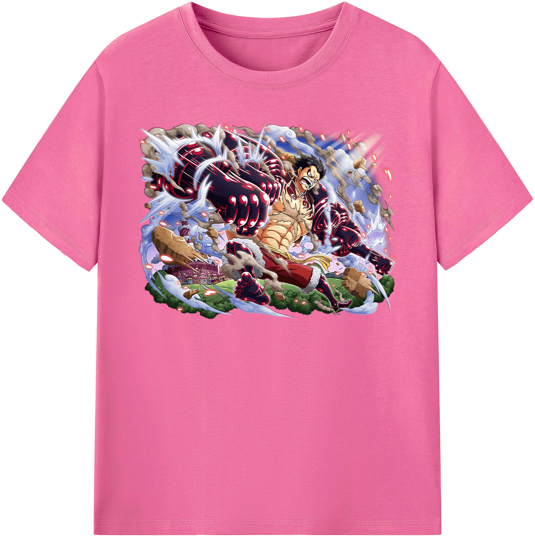 ワンピース モンキー・D・ルフィ ONE PIECE Monkey D. Luffy レディースカジュアルプリントTシャツ（綿100％）